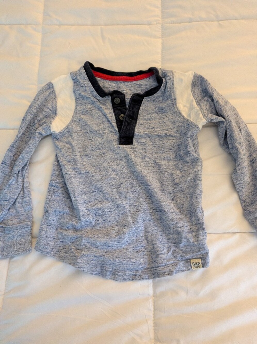 Gap Boys' Heather Blue Long-Sleeve Henley Top